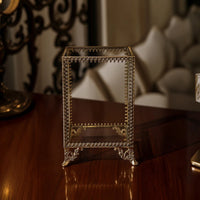 Gold-Tone Makeup Brush Holder Elegant Cosmetic Organizer Vintage Holder with Metal Frame Versatile for Vanity, Dressing Table