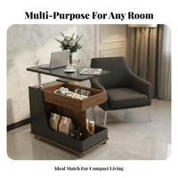 Adjustable Sofa Side Table with Rotating Top Mobile Laptop Cart Coffee Table Storage Cart Built-in Speaker and USB Port for Daily Use Suitable for Apartment Dwellers Living Room Home Office Bedside