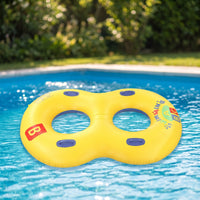 Transparent Double Pool Floater Extra Buoyant Double Swim Float Comfortable 2 Person Swim Float Long-Lasting for Couples, Adults, Beach Vacation