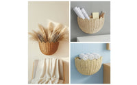 Half-Round Scalloped Wall Basket Space-Saving Wall-Mounted Storage Basket Decorative Rustic for Entryway