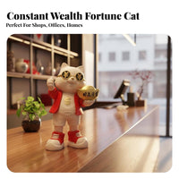 Fortune Cat Figurine, Resin Decor for Shop Counter, Office, Living Room