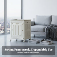 Foldable Wheeled Container With casters Household Storage Front Opening Door