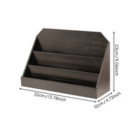 Tiered Letter Holder Solid Wood 3-Tier Wooden Desk Organizer Multi-Layer Design Wooden Postcard Display Rack for Countertop, Office, Study Room