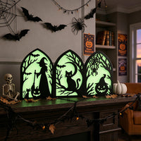 Halloween Wooden Hollowed-out Dark Series Tabletop Decoration, Festive Shape, Home Party Gift Ornament