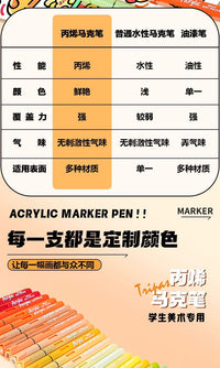 真彩丙烯马克笔儿童美术专用可叠色不透纸水彩笔直液式软头马克笔