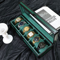 Aluminum Suitcase Watch Storage Box, 6 or 12 Slots, Green or Black