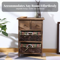 5-Drawer Organization Rattan Front Cabinet Multi-Functional Woven Front chest of drawers Multipurpose Chest of Drawers Rustic Modern aesthetic for Homeowners, Apartment Dwellers, Bedroom, Living Room, Entryway, Hallway