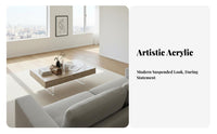 Minimalist & design Rectangular levitateing Table Modern Aesthetic levitateing Top Table Clear Acrylic Legs Home Furniture Small Space accommodating for Minimalism aficionados, Apartment Dwellers, Interior Designers, Living Room, Lounge Area, Office