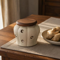 Ventilated Garlic Jar Matte Ceramic Garlic Jar Faceted