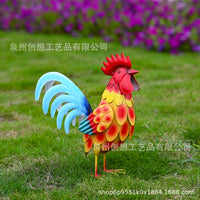 户外花园庭院仿真公鸡铁艺摆件景观装饰创意金属工艺品铁艺公鸡