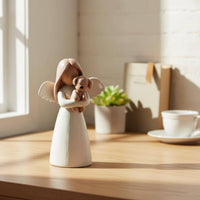 Faux Wood Carved Angel Lightweight Pet Memorial Angel Sculpture Sympathy Gift Home Decoration for Desk Decor