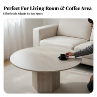 Sintered Stone Top Round Pedestal Table Modern Minimalist Design Pedestal Coffee Table French-Inspired Household Furniture Small Apartment suitable for for residents, Interior Designers, Families with Children, Living Room, Lounge Area, Office
