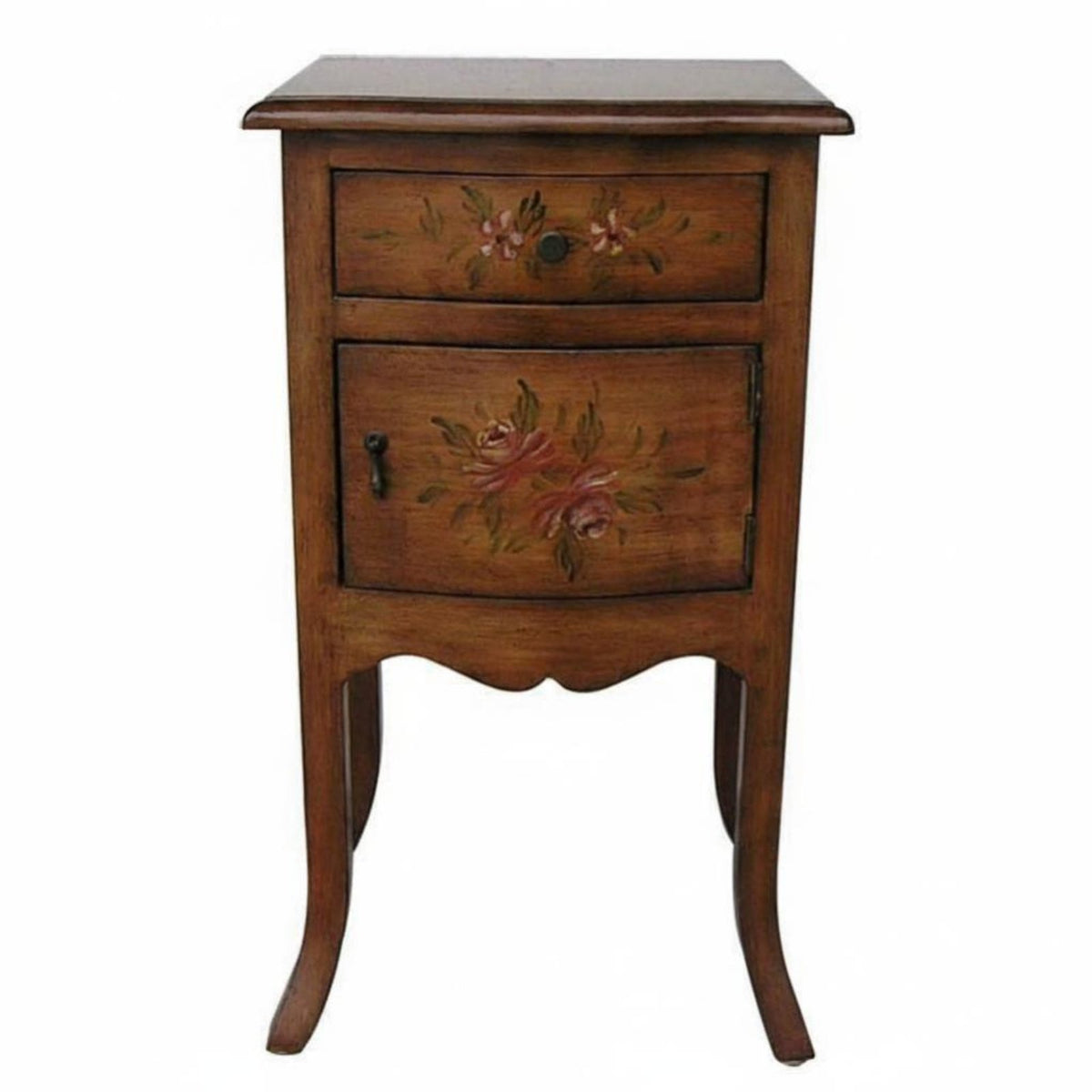 Single-Drawer End Table Hand-Painted Nightstand Distressed Finish for Homeowners