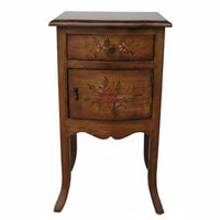 Single-Drawer End Table Hand-Painted Nightstand Distressed Finish for Homeowners
