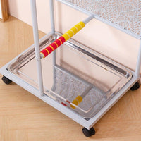 Avian Play Stand and Large Bird Cage Stand, Metal Pet Bird Stand with Wheels, 3 Tier Parrot Stand with Stainless Steel Tray for Macaw Cockatoo