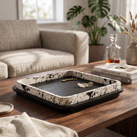Wooden Tray with Horsehair Layered Speckled Tray Handmade for Coffee Table