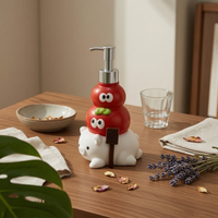 Pig-Shaped Soap Dispenser Red and White Pig Soap Bottle 200 Ml for Washbasin