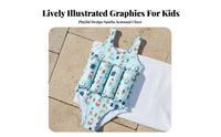Single-Piece Buoyancy Aquatic Suit Quick-Drying Material girls' Buoyant Suit Aquatic Suit with Removable Buoyant S Cute Cartoon