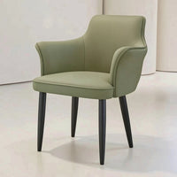 Padded Dining Chair with Armrests Modern Eco Leather Chair Tapered Legs Accent Armchair Comfortable for Home Office, Vanity