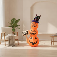 Outdoor Stacked Pumpkins with Witch Hat Spooky Stacked Pumpkin Inflatable Seasonal Jack-O'-Lantern Inflatable Bright for Shop Entrances