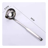 Long Handle Hot Pot Ladle 304 Stainless Steel Oil Separator Ladle for Home Cooks