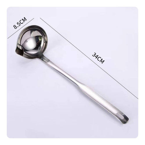 Long Handle Hot Pot Ladle 304 Stainless Steel Oil Separator Ladle for Home Cooks