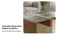 Pedestal Table Retro Design Grid-Support Pedestal Table Clear Tabletop Home Furnishing for Guesthouse Owners, Homeowners, Living Room, Entryway