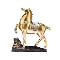 Tabletop Horse Statue Metallic-Finish Decor Ornate for Study, Office
