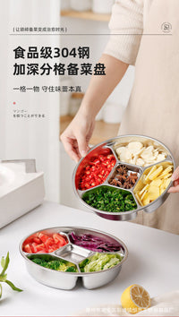 304不锈钢备菜盘多功能五分格配菜盘厨房收纳葱姜蒜小料调料盘子