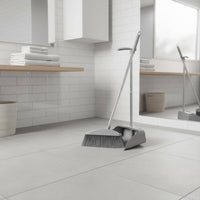 Broom and Dustpan Sturdy Resistant Sweeping Brush and Pan Angled Head Household Cleaning for Restroom