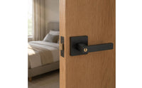 Square Rosette Lever-Style Door Latch & Tumbler Cylinder Bedroom Door Lock Modern House Hardware