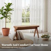 V-Leg Rattan Bench natural imperfection aesthetic artistic Long Stool Multi-Room Use for Entryway