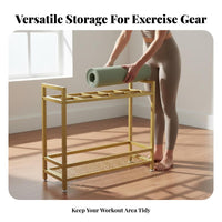 Space-Saving Exercise Mat Storage Rack Easy Retrieval Floor Standing Exercise Mat Holder Stable Design Floor Standing Foam Roller Stand Long-Lasting for Fitness Center