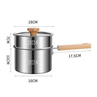 Stainless Steel Deep Fryer Pot Visible Glass Lid Japanese Battered Fryer Wooden Handle Saucepan for Home Kitchen