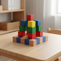 60 Pieces Colorful Wooden Cube Blocks Learn While Playing 3D Brainteaser Blocks Develops Logical Thinking Spatial Reasoning Toy Hand-Eye Coordination for Children, Preschoolers, Toddlers, Home, Classroom, Daycare