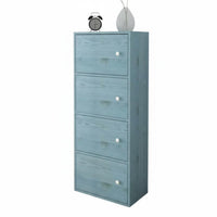 Multi-Tier Compartment Unit Simple Assembly Bookshelf with Doors Large Capacity