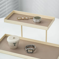 Cream Two-Tier Storage Rack for Desktop Display