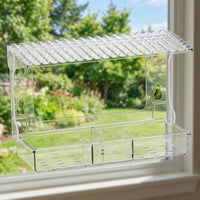 Window Bird Feeder Rectangular Bird House with 4 Strong Suction Cups, Small Bird House Outdoor Bird Feeder for Garden Viewing Observation