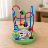 Kids Wooden Russian Block Puzzle Knocking Piano Set Column Threading Beading Clock Maze Educational Toy
