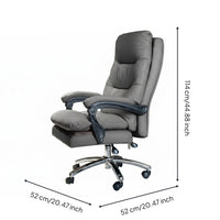 PU Leather Executive Chair Gray High Back Office Chair Upholstered for Study Room