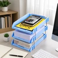 Stackable Document Tray Office, 3-Tier Desk Organizer, 33 x 26 cm Stackable Compartments, for Home Office & Students