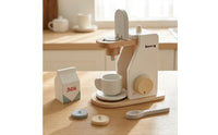 Kids Wooden Coffee Maker Toy Children's Toy Coffee Machine with Accessories Minimalist Pretend Kitchen Appliance with Accessories Smooth for Toddlers, Playroom
