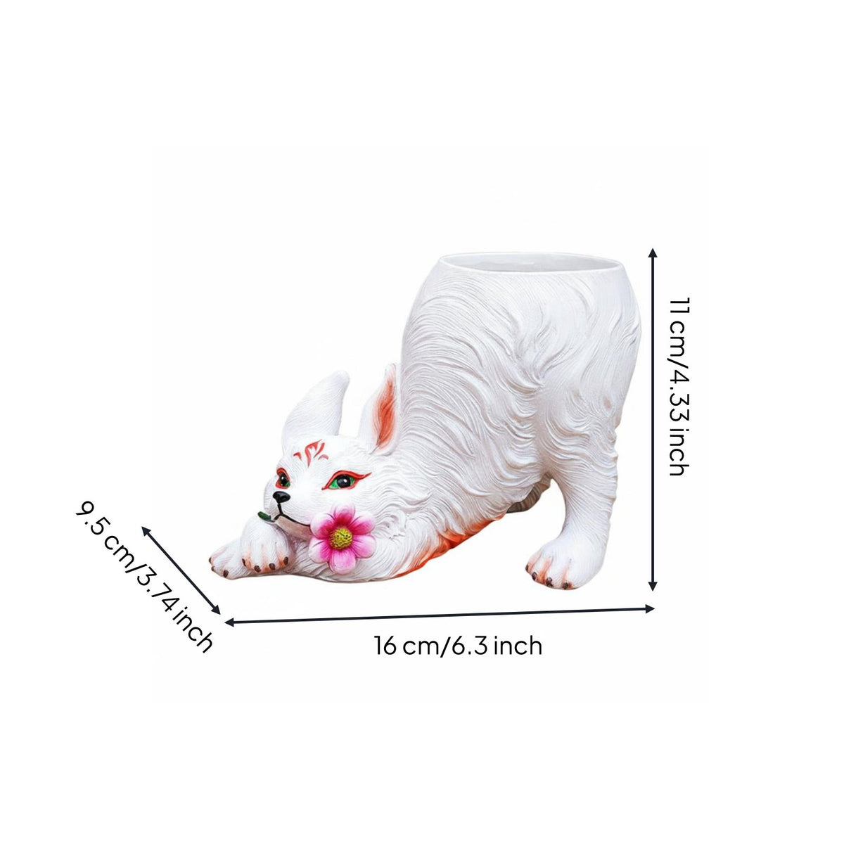 Nine-Tailed Canine Planter Resin Material Canine Shaped Flower Pot Decorative