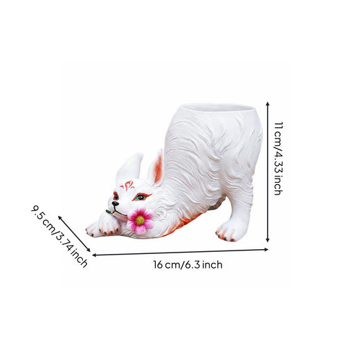 Nine-Tailed Canine Planter Resin Material Canine Shaped Flower Pot Decorative