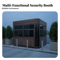 Outdoor Security Booth Steel Frame Sentry Post Anti-Rust Mobile Gatehouse for Gatekeepers, Parking Attendants, Entry Points, Construction Sites