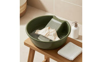 Wash Basin with Washboard Angled Insert Hand Scrubbing Tub Pouring Notch