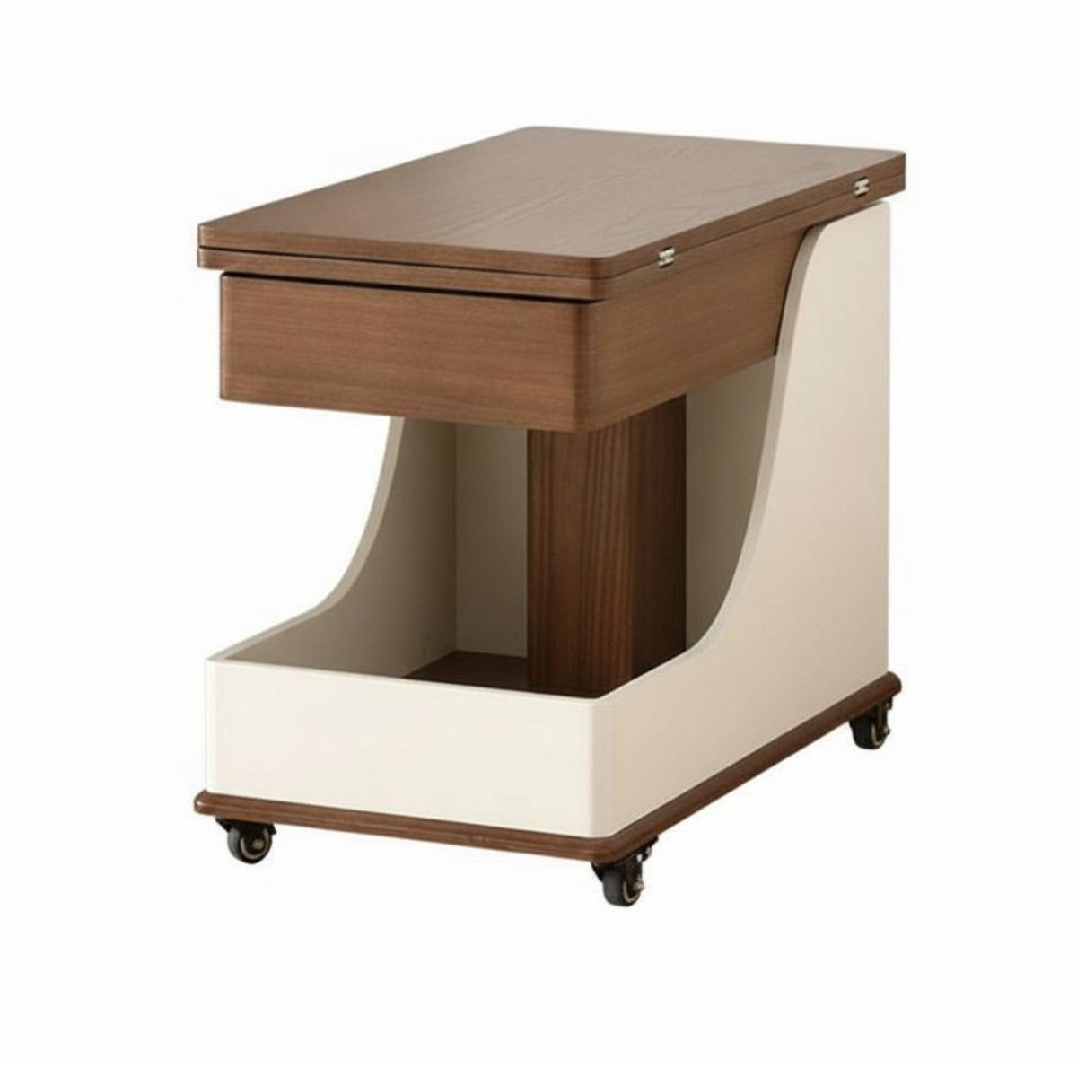 With casters Adjustable Height C-Table Multi-Functional Adjustable C-shaped frame Desk Hidden Storage Mobile mobile cart secureable Casters for telecommuting Workers, Students, Seniors, Living Room, Small Apartment, Bedroom, Home Office