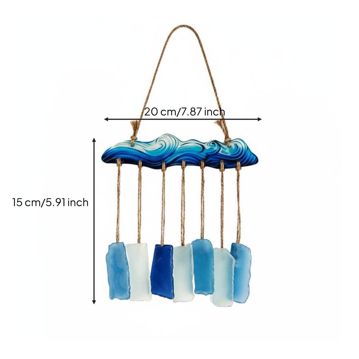 Ocean Glass Wind Chime Handmade Ocean Wave Wind Chime Soothing