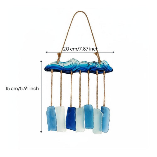 Ocean Glass Wind Chime Handmade Ocean Wave Wind Chime Soothing