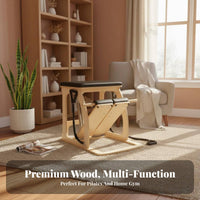 Commercial Grade Maple Wood Pilates Chair Sturdy and Hard-Wearing Pilates Stability Chair Adjustable Resistance Fitness Fitness Instructor Polished Finish for Postpartum Women, Beginners, People in Rehabilitation, Home Gym, Workout, Living Room